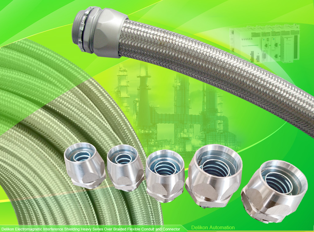 [CN] Delikon Semiconductors Electronics Industry equipment and automation wires and cables rfi emi shielding Heavy Series Over Braided Flexible Conduit and EMI 